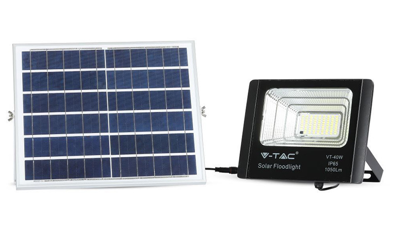 Reflector LED cu panou solar, 16W, 6000K, baterie de 10000mAh, IP65, V-Tac SKU-94008