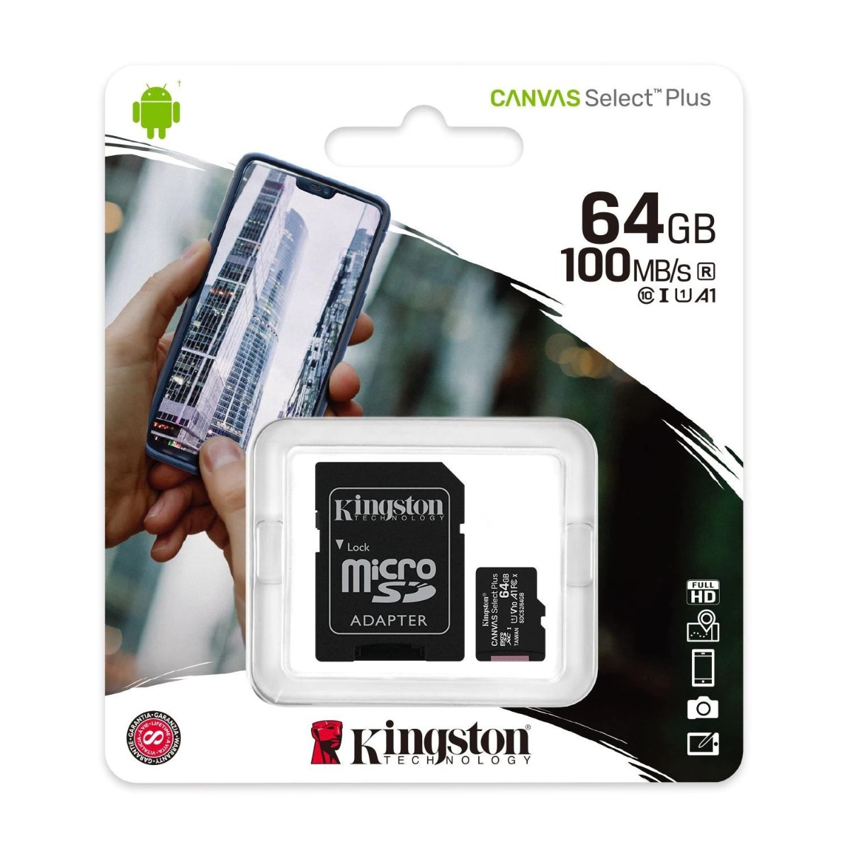 SD Card 64GB card memorie Kingston Clasa 10, SDCS2/64GB, potrivit pentru supraveghere video