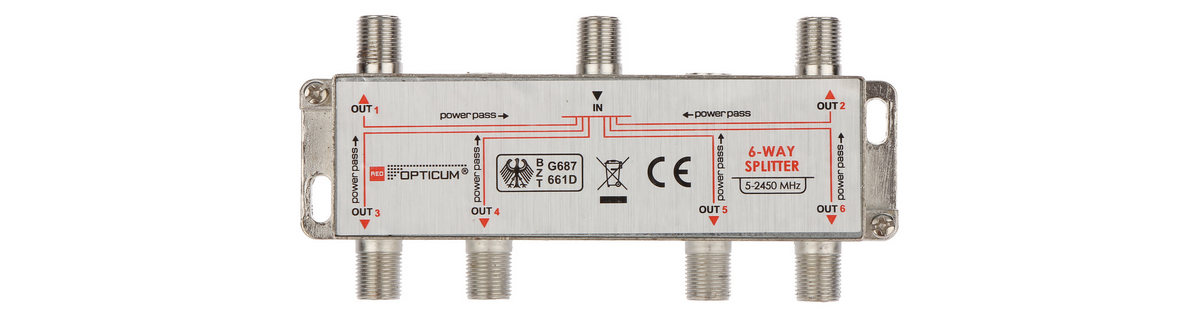 Splitter video 1 IN- 6 OUT, 75 ohm, Opticum RI-6/1