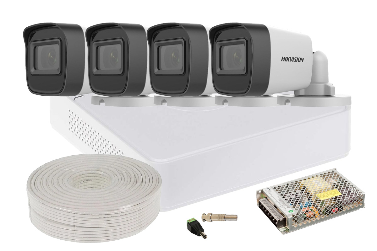 Kit de supraveghere cu 4 camere Full HD Safer,  IR 30m, DVR si accesorii pentru instalare, SAF-4XFHDIR40ACC