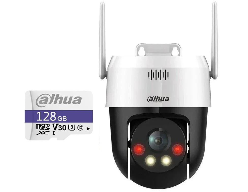 Camera de supraveghere IP WiFi PT, Full Color, 2K 5MP, card memorie 128GB inclus, Iluminare duala 30m, MicroSD, Dahua SD2A500HB-GN-AW-PV-0400-S2