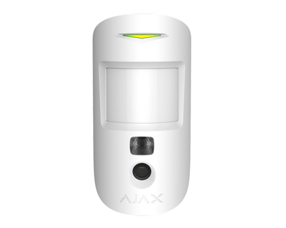 Senzor de miscare wireless PIR, 1.7 km 868 MHz, indoor, imunitate animale, alb, AJAX MotionCam(PhOD)(W)