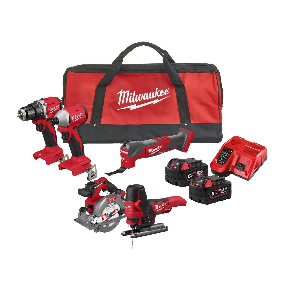 Set scule M18 Milwaukee BLCPP5A-502B, pentru insurubat si taiat, 4933492838