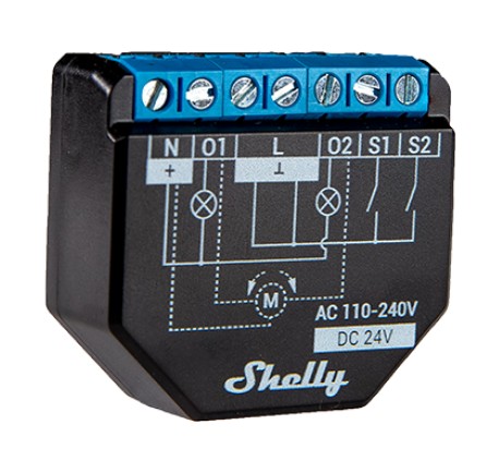 Shelly Plus 2PM2 intrerupator de releu inteligent WiFi cu 2 canale cu contor de putere si modul rulou