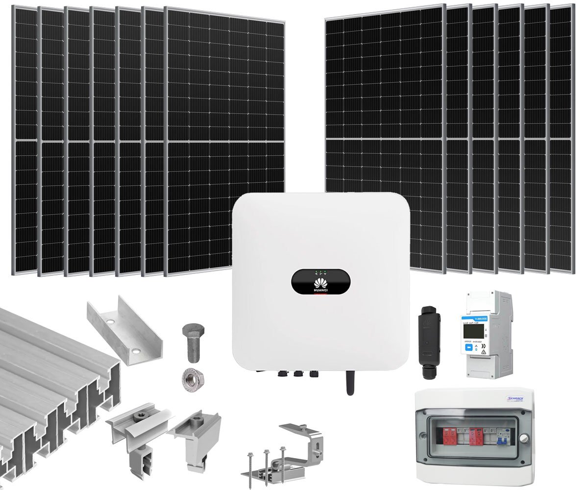 Sistem de alimentare cu energie solara, 5KW, Monofazat, Hibrid, KIT5KW-MONO-HUAWEI380