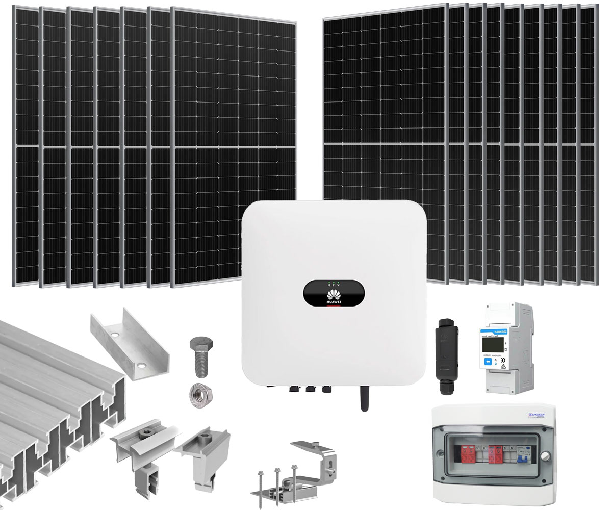 Sistem de alimentare cu energie solara, 6KW, Monofazat, Hibrid, KIT6KW-MONO-HUAWEI380