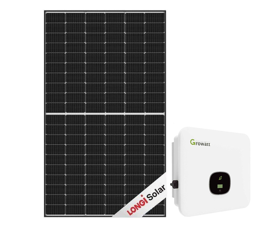 Sistem fotovoltaic cu invertor GROWATT On-Grid/ Off-Grid, Trifazat, 8KW si 21 panouri Longi, 380W, KIT MOD8000TL3-XH+LR4-60HPH-380M