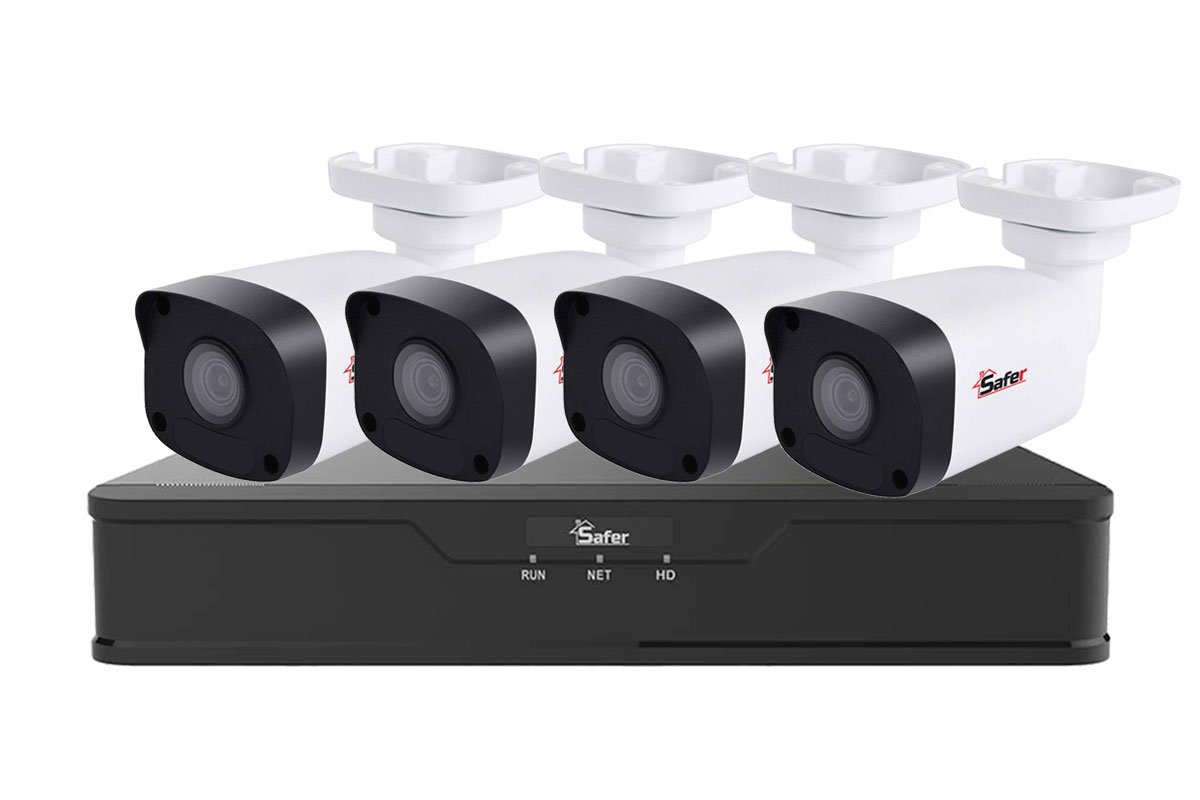 Sistem de supraveghere IP pentru exterior, 4 camere de 2MP, IR 30m, PoE, Safer KITSAF4FHDE