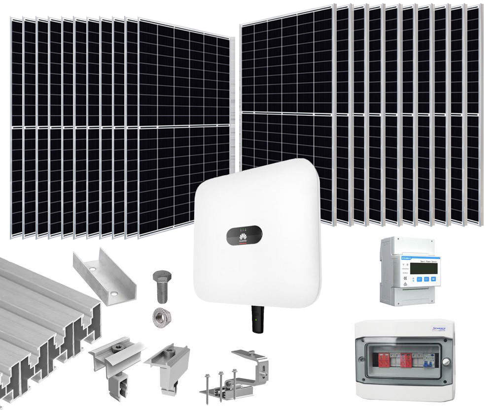 Sistem fotovoltaic hibrid 10KW, trifazat, montaj pe acoperis din tigla, KIT10KW-3FAZE-HUAWEI455