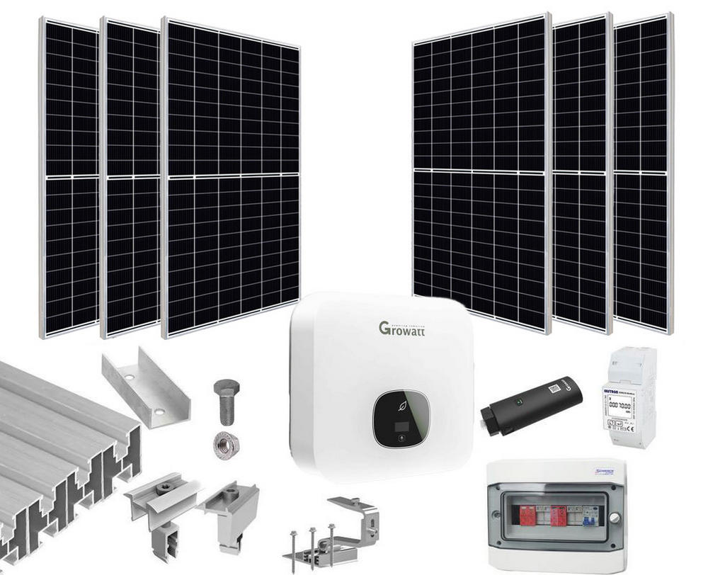 Sistem fotovoltaic Monofazat ON GRID, 3KW, Canadian 460W, Growatt, Smart meter, Wi-Fi, accesorii acoperis tigla, KIT3KW-MONO-GR455