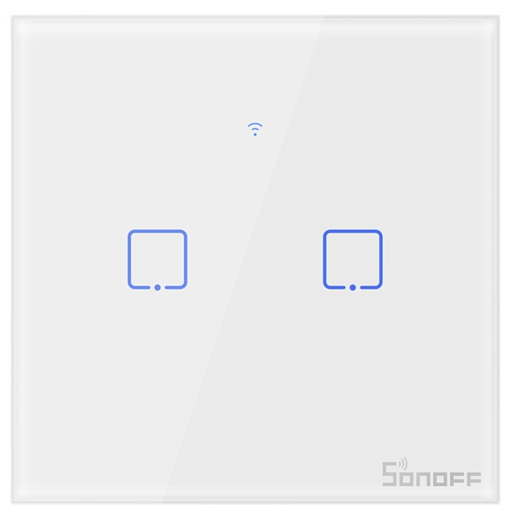 Intrerupator Wifi + RF incastrabil Alb 2 circuite SONOFF SONOFF-TXT1EU2C