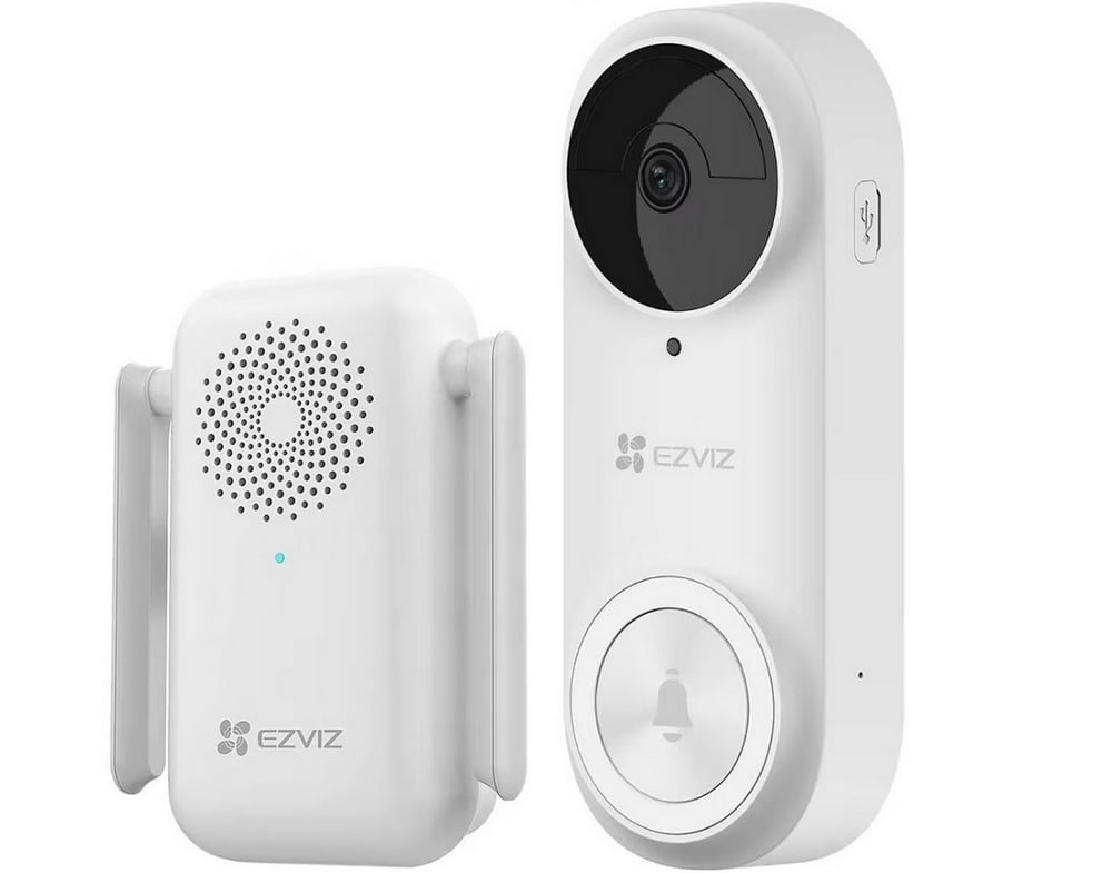 Sonerie DB2 Pro Ezviz, cu camera de 5MP, detectare persoane, Wi-Fi, alarma anti-manipulare, baterie Litiu 5200mAh, slot microSD, IP65, EZ-CS-DB2 (5mp)