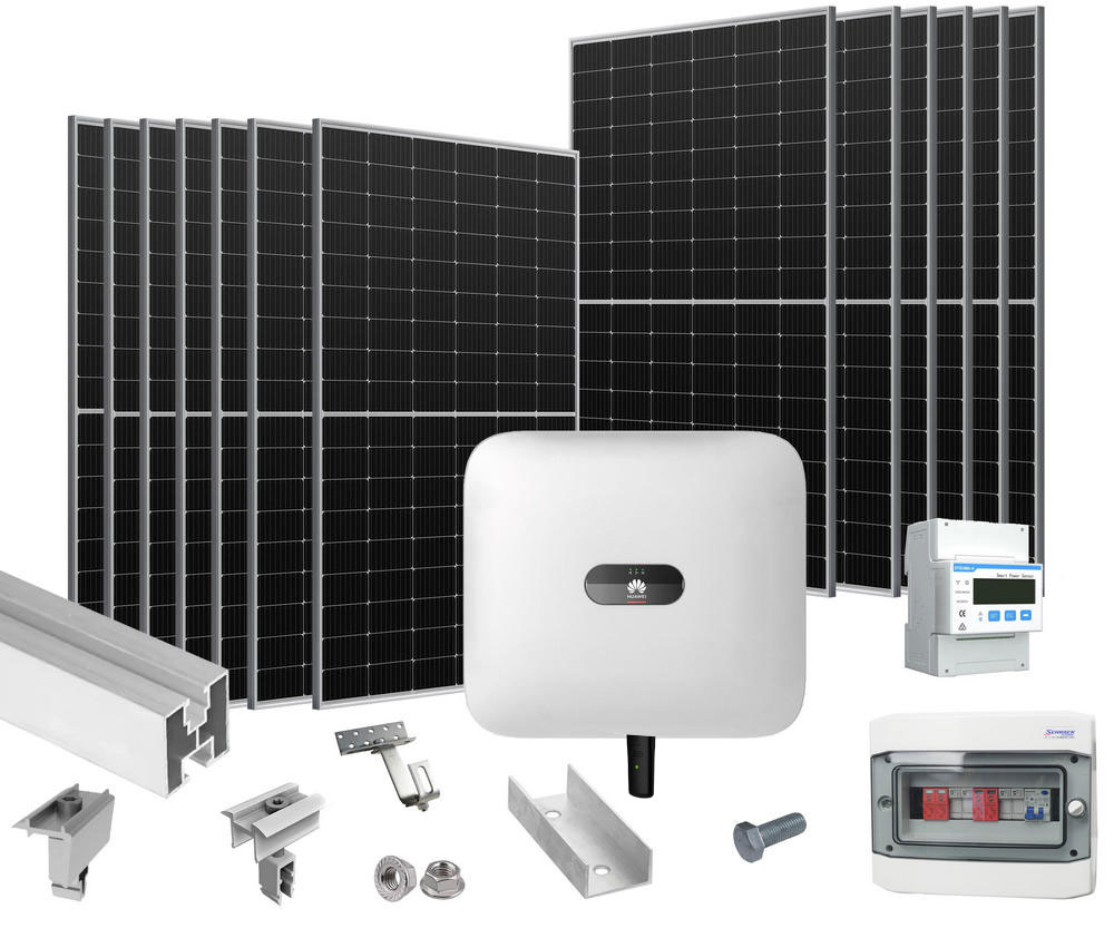 Sistem fotovoltaic 5KW, hibrid, trifazat, montaj pe acoperis din tigla, KIT5KW-3FAZE-HUAWEI380