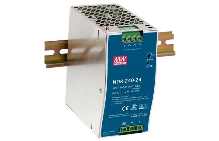 Sursa de alimentare Mean Well NDR-240-24, 24V, 10A, montare pe sina DIN