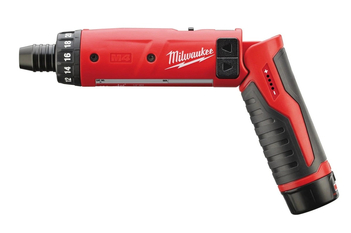 Surubelnita electrica Milwaukee M4 D-202B, cuplu 5 Nm, 0-600 RPM, 1/4 inch Hex, 2 acumulatori M4 B2 inclusi, 4933440475