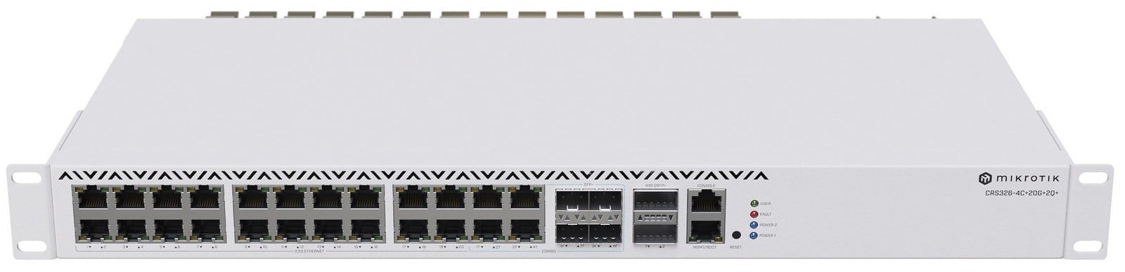 Switch 26 porturi, 20x 2.5G Ethernet, 4x COMBO RJ45/ SFP+, 2x 40G QSFP+, MikroTik CRS326-4C+20G+2Q+RM, Rackabil