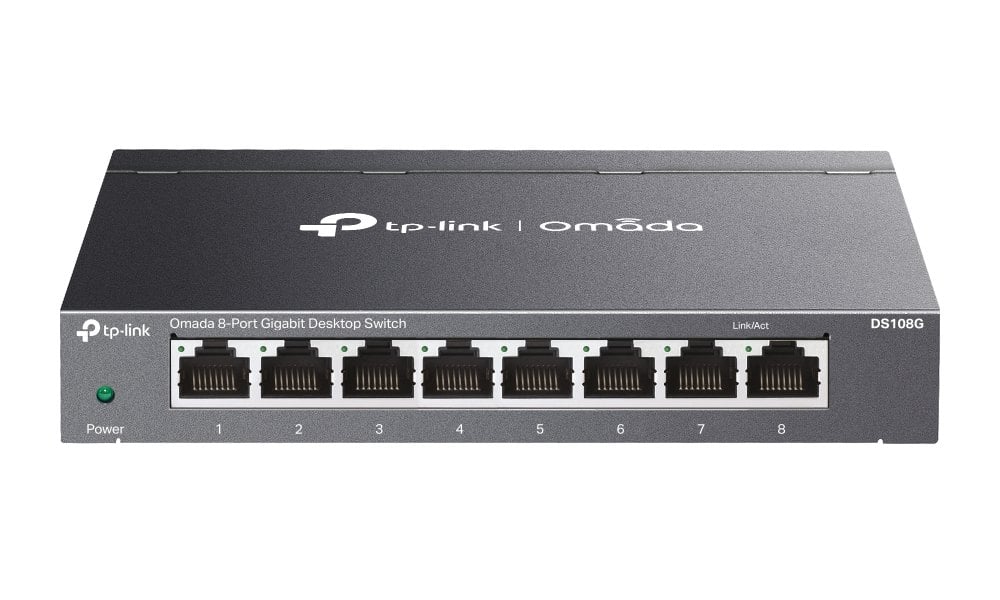 Switch 8 porturi Gigabit (7+1) Tp-Link Omada DS108G, 8x 10/100/1000Mbps RJ45, QoS, fara management, plug and play