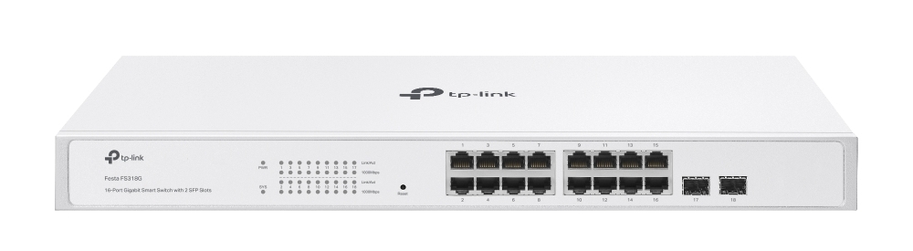 Switch TP-Link Festa FS318G, 18 porturi Gigabit (16x LAN + 2x SFP), pana la 36 Gbps capacitate switch, cu management