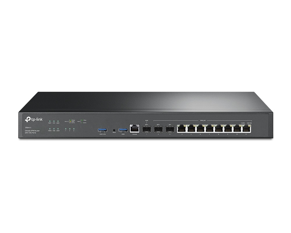 Router 8 porturi, 10G, management centralizat, 3 SFP, Omada, sursa dubla de alimentare, Tp-Link, ER8411