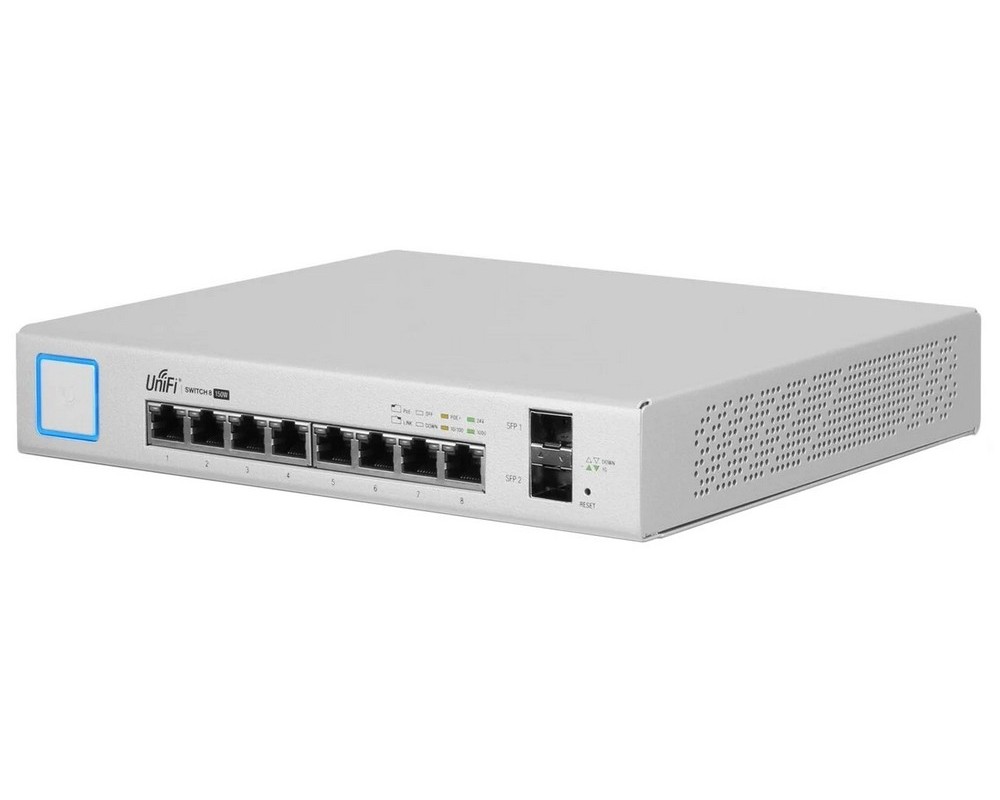 Switch 8 porturi, PoE 150W, 2 SFP, Gigabit, Managed, Ubiquiti, US-8-150W