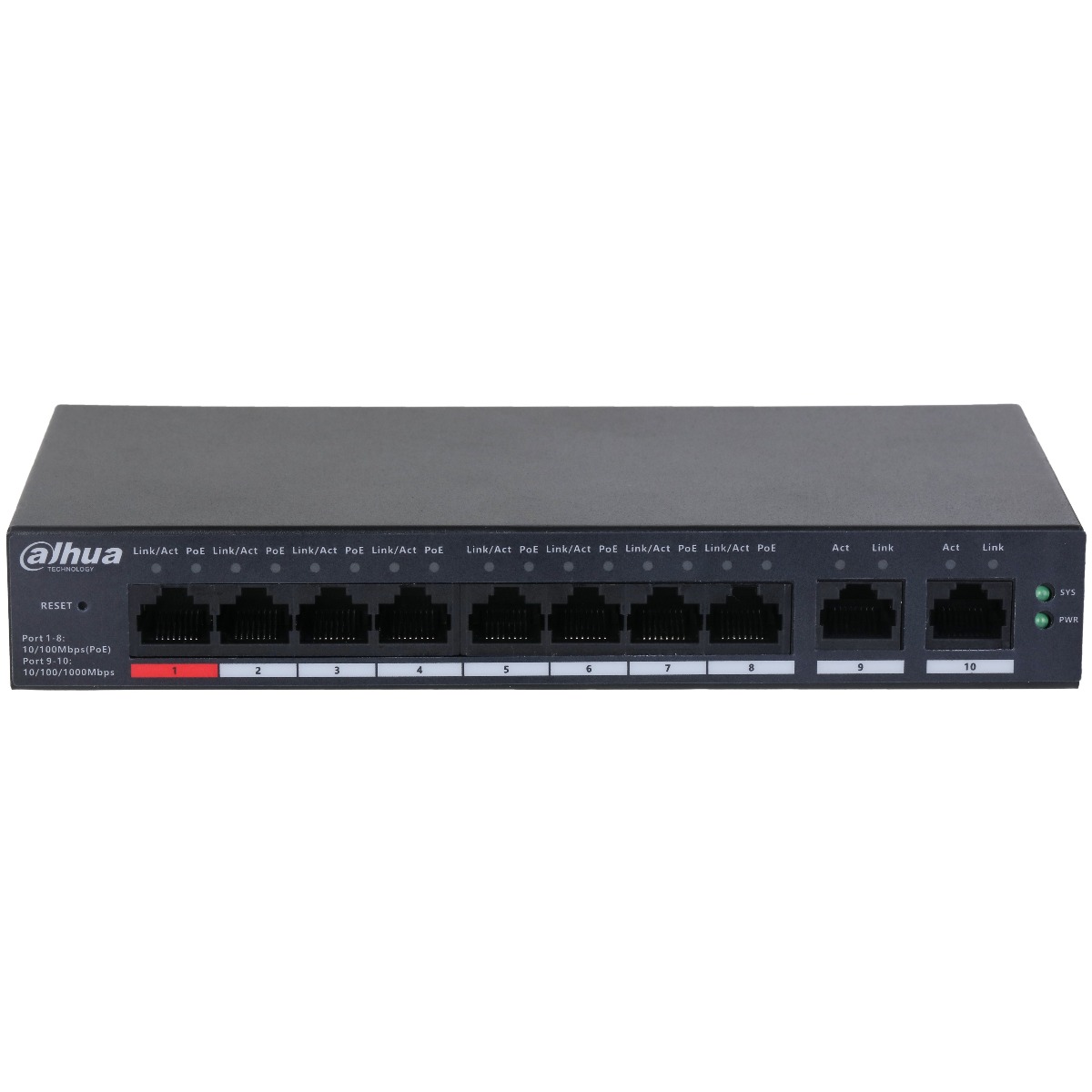 Switch 8 porturi PoE, Cloud Managed, Dahua CS4010-8ET-110