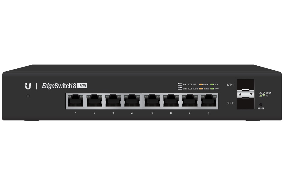 Switch cu 8 porturi PoE 10/100/1000 Gigabit, Ubiquiti ES-8-150W