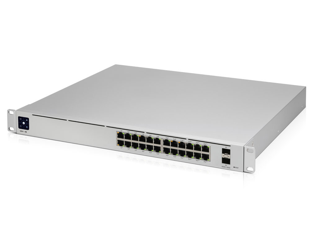 Switch PoE 24 porturi, 2 porturi SFP, cu management, 95W, rackabil, Ubiquiti UniFi USW-24-POE-EU