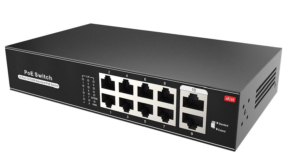 Switch PoE+ cu 8 + 2 porturi 100 Mbps, PoE/QOS/VLAN/CCTV 100W 1008POE-100-E