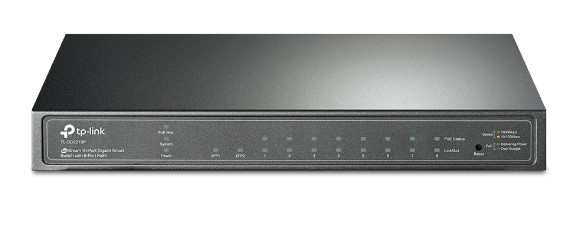 Switch TP-Link PoE cu 8 Porturi Gigabit PoE+ si 2 sloturi SFP TL-SG2210P