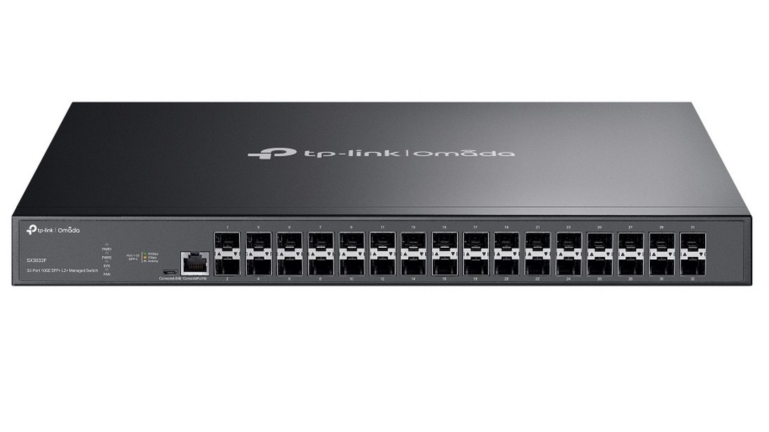 Switch 32 porturi x 10Gbps SFP+, Tp-Link SX3032F, capacitate comutare 640Gbps, management Omada, rutare statica, montare in rack