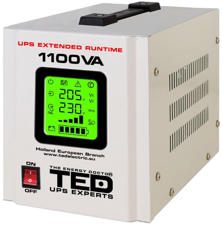 UPS pentru centrale termice pe lemn / gaz /  700W, 1100VA sinusoida Pura, transfer 6ms, TED000323