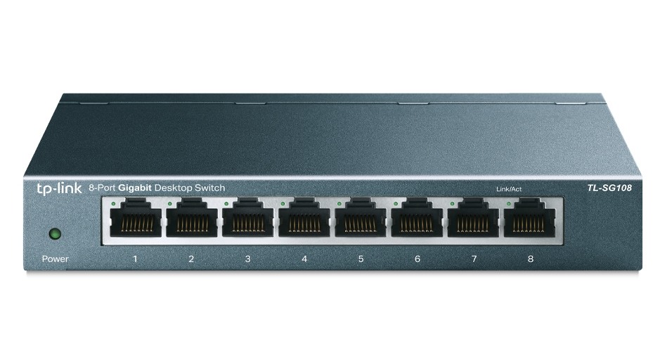 Switch cu 8 porturi Gigabit, 2.77W, Plug and Play, Tehnologie Green Ethernet, TL-SG108 TP-Link
