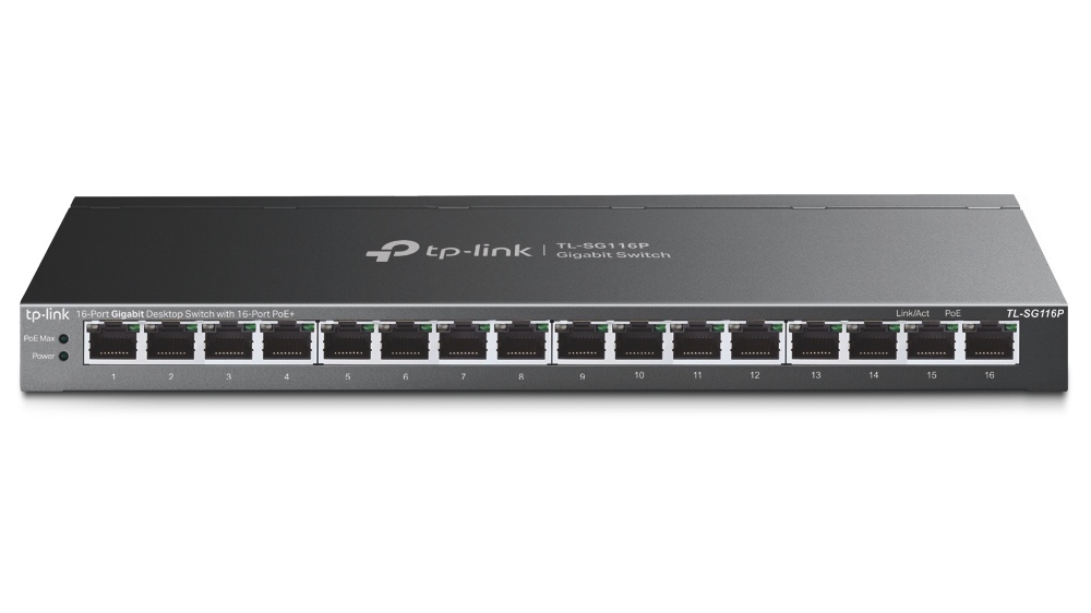 Switch Gigabit TP-Link TL-SG116P, 16 Porturi PoE+, 120W, Extend Mode