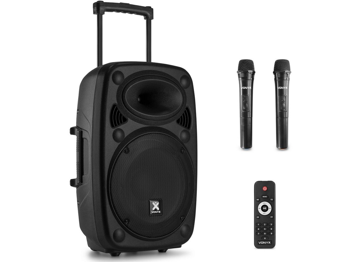 Boxa portabila, 2 microfoane UHF, 400W, woofer 12inch, jack 3.5, 6.3mm, RCA, SD, USB, XLR, Vonyx VERVE38